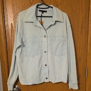 Jane & Delancey Light Blue Shacket.